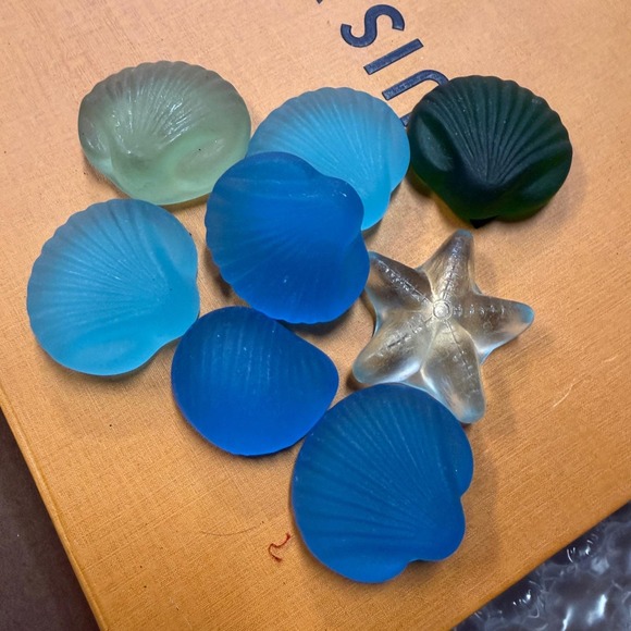 Other - Vintage Frosted Sea Glass‎ Shell & Starfish Decor Set 8pc Cobalt Seafoam Coastal